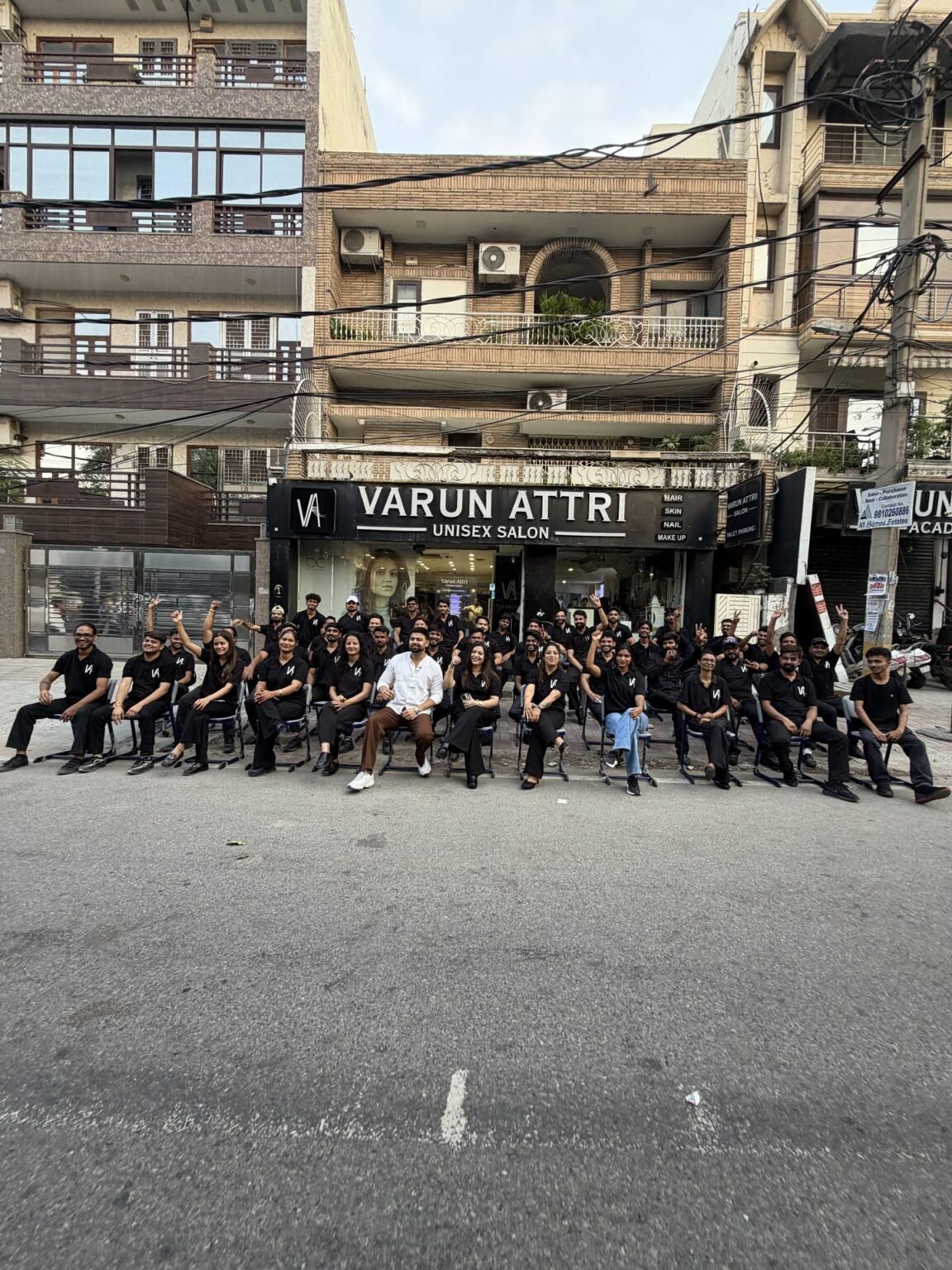 Varun Attri Academy batch photo outside Varun Attri Unisex Salon
